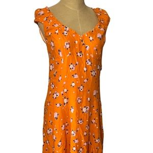 NWT free people orange floral summer mini dress size medium